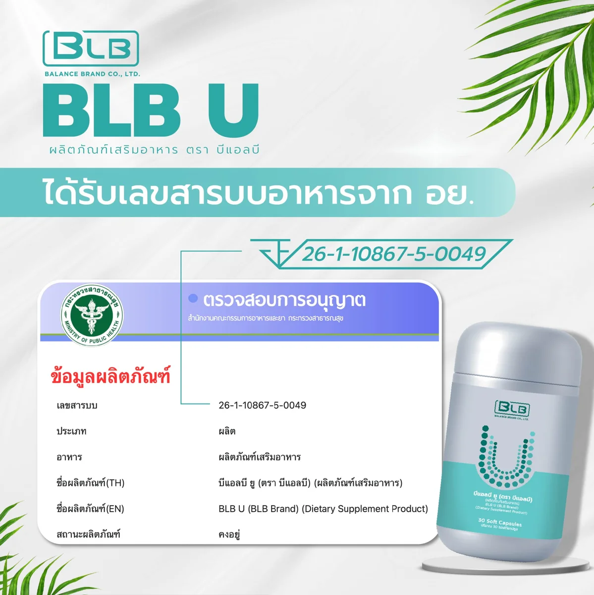 เลขสารบบอาหาร อย. 26-1-10867-5-0049